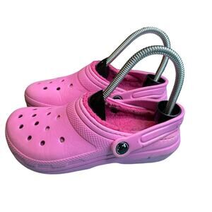 Crocs Kids Classic Pink Lined Slide On Clogs Size J2